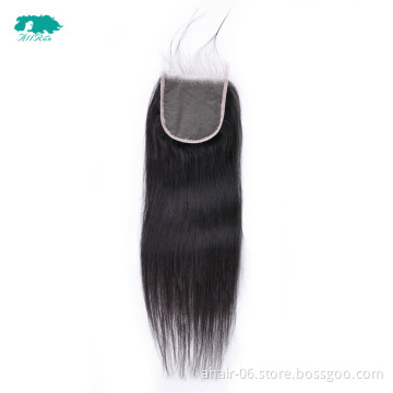 All run 4*4 lace closure Hair Human Black Natural Color Brazilian Human Hair
